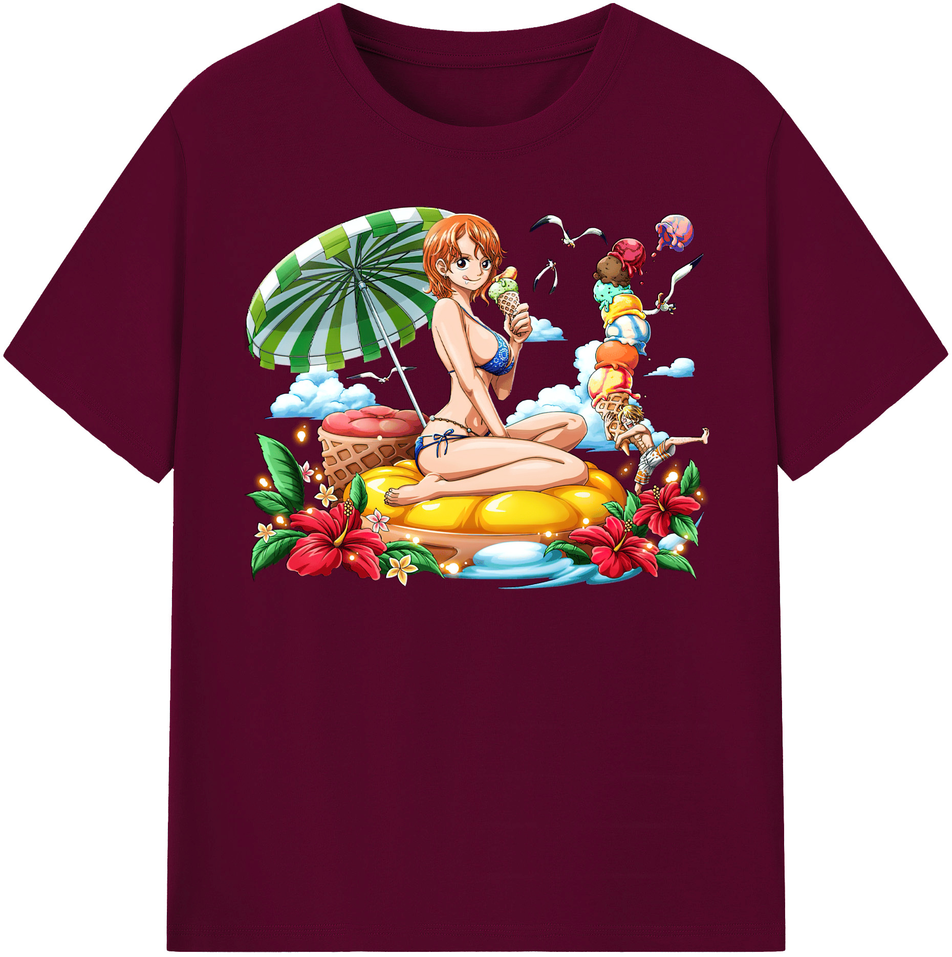 （画像用） ワンピース ナミ ONE PIECE Nami レディースカジュアルプリントTシャツ（綿100％）